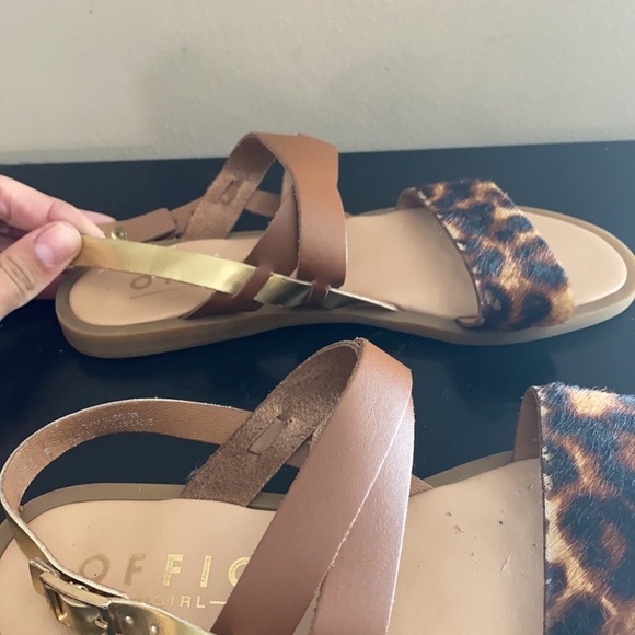 OFFICE GIRL Cheetah Print Brown Metallic Strap Sandals Size 36 - Picture 8 of 12